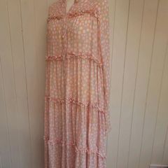 An an Londree silk ruffle maxi dress
