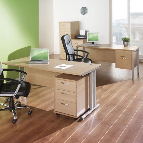 Office desk 1200mm x 800mm - silver cantilever leg frame, beech top