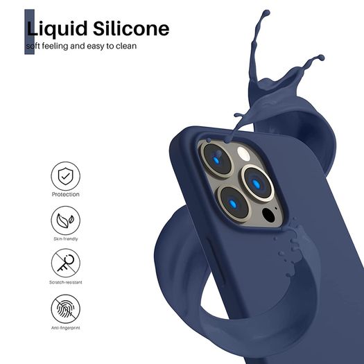 Liquid Silicone Shockproof Case For iPhone 13 Pro Luxury Soft Phone Cover Blue New - FHT6IP13PLK