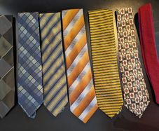 MENS TIES BUNDLE x7 Striped Geometric Polyester Formal Office Vintage Style
