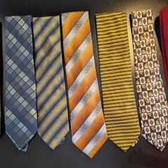 MENS TIES BUNDLE x7 Striped Geometric Polyester Formal Office Vintage Style