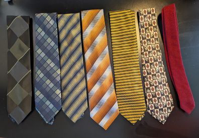 MENS TIES BUNDLE x7 Striped Geometric Polyester Formal Office Vintage Style