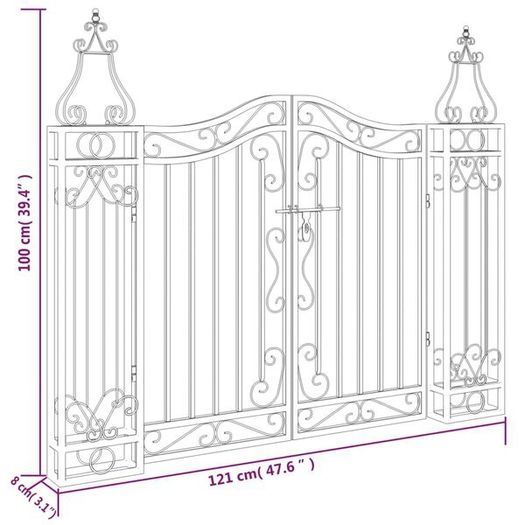 Garden Gate Black 121x8x100 cm Wrought Iron