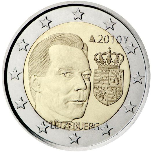 Luxembourg 2 Euro Commemorative Coin 2010 - Coat of arms of the Grand Duke. Uncirculated.
