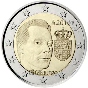 Luxembourg 2 Euro Commemorative Coin 2010 - Coat of arms of the Grand Duke. Uncirculated.