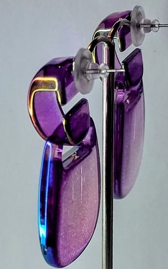 Metallic Purple Retro Buckle Iridescent Earrings
