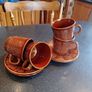 Vintage Tams Ware Pottery Cups and Saucers Tulip Pattern Image 3