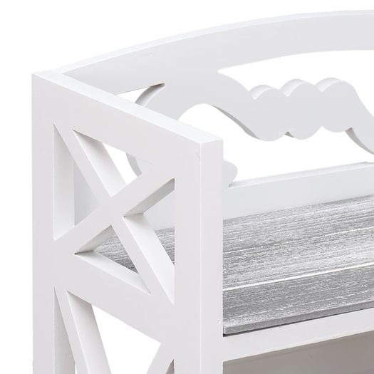 Bathroom Cabinet White and Grey 46x24x116 cm Paulownia Wood