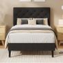 Single Bed Frame, 90 x 190 cm, with Adjustable Upholstered Headboard, Heavy Duty 256kg Weight Capacity, Easy Assembly, No Box Spring Needed, Grey Image 10