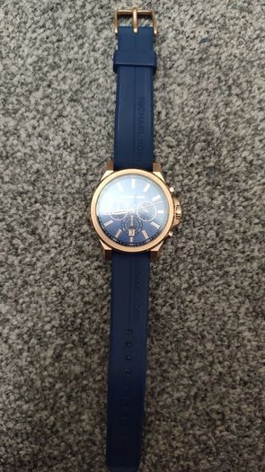 michael kors navy blue rose gold men watch