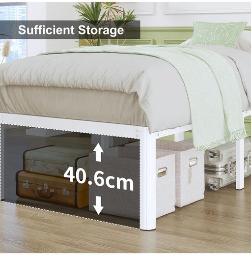 Super King Bed Frame 46 cm High with Rounded Corners, Heavy Duty Metal Bed Frames 6ft