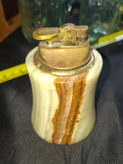 Beautiful Old Table Lighter with a Marble Base and a Brass Mechanism, Postage Available