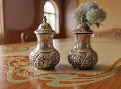 Henry Mathews Dual Assayed Sterling Silver Cruet Set(1901)