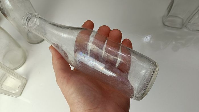 440 - Set of 6 Vintage Clear Glass Collectible Decorative Bottles