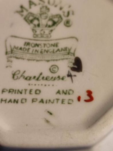 SET OF 2 SMALL Mason Ironstone Green Chartreuse Pattern