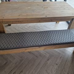 solid wood table and bench