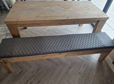solid wood table and bench