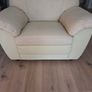 Cream Leather Sofa and 2 Chairs Image 2
