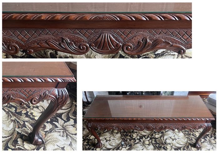 Victorian-style Carved Mahogany Coffee Table