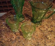 Glass Water Jug, Glasses & Vase.