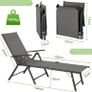 Foldable Reclining Sun Lounger, Grey Textiline Garden Loungers Reclining Garden Chair with 7 Back & 2 Leg Adjustable Positions (Gray) Image 2