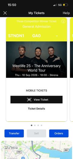 Westlife Standing Tickets 10/09