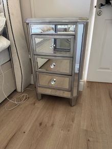 Mirrored bedside lockers x2