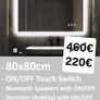 LED Bathroom Mirror Antifog Speakers 80cm Image 2