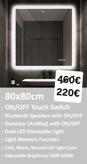 LED Bathroom Mirror 80x60cm