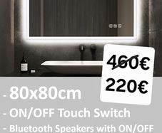 LED Bathroom Mirror Bluetooth Fog Free Dual LED 80x80cm Bright Light Makeup Vanity Cosmetic Touch Dimmable Light