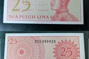 1964 Indonesia 25 Dua Puluh Lima Sen Banknote UNC