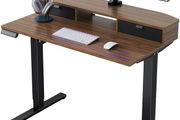 Standing Desk with Fabric Drawers,100x60cm, Walnut