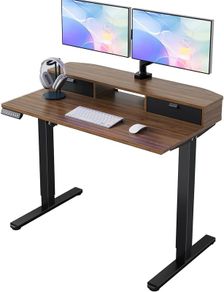 Standing Desk with Fabric Drawers,100x60cm, Walnut