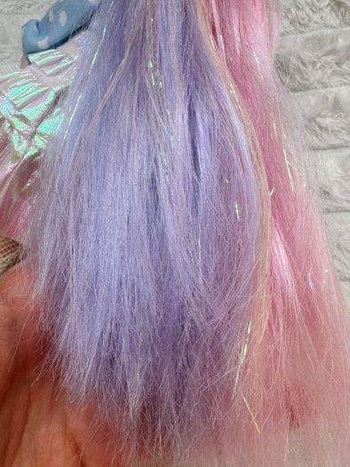 Barbie Extra #2 Curvy Asian Articulated doll Pink Purple Long Hair Used Please see photos