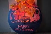 Halloween door wreath sign