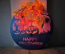 Halloween door wreath sign