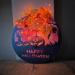 Halloween door wreath sign
