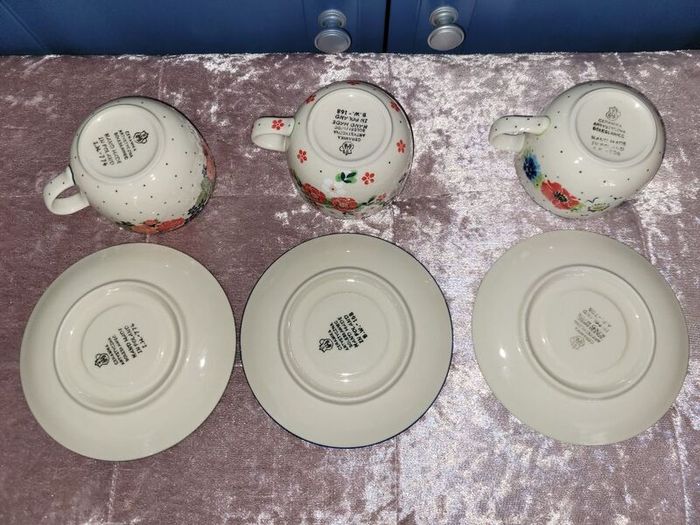 Boleslawiec pottery- cups and saucers