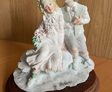 Vintage A. Belcari Figurine - Two children sitting on a rock.
