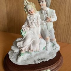 Vintage A. Belcari Figurine - Two children sitting on a rock.
