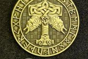 Norse/viking, pin back badge.