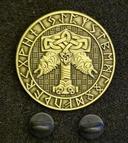 Norse/viking, pin back badge.