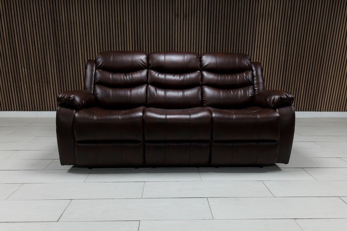 SALE..!! Roma 3+2 Brown & Cream Leather Recliner Sofa Set