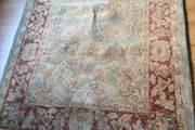 Large 100% Wool Rug (165x235cm) - Traditional Agra Twist - Sage &amp; Terracotta
