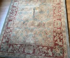 Large 100% Wool Rug (165x235cm) - Traditional Agra Twist - Sage & Terracotta