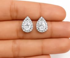 Certified Moissanite Teardrop Earrings  1.0ct Each