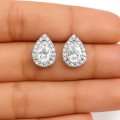 Certified Moissanite Teardrop Earrings  1.0ct Each