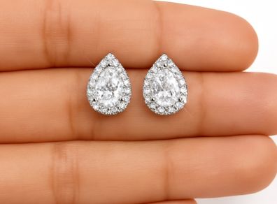 Certified Moissanite Teardrop Earrings  1.0ct Each