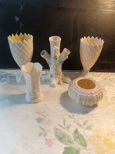 5 PCS Vintage Belleek Pottery