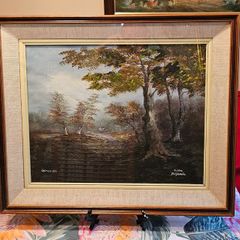 Danny Brennan,Beautiful Original Irish Landscape Painting in Frame  "On the Bank at Woodstown, Co. Waterford"